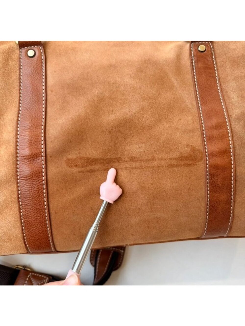 F.H. Wadsworth NYC Suede Leather Duffle Travel Bag Weekender Brown - Picture 14 of 16
